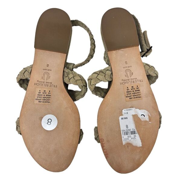 TRUE RELIGION Braided Leather Sandals Handmade Ankle Strap Boho Festival - Picture 8 of 9